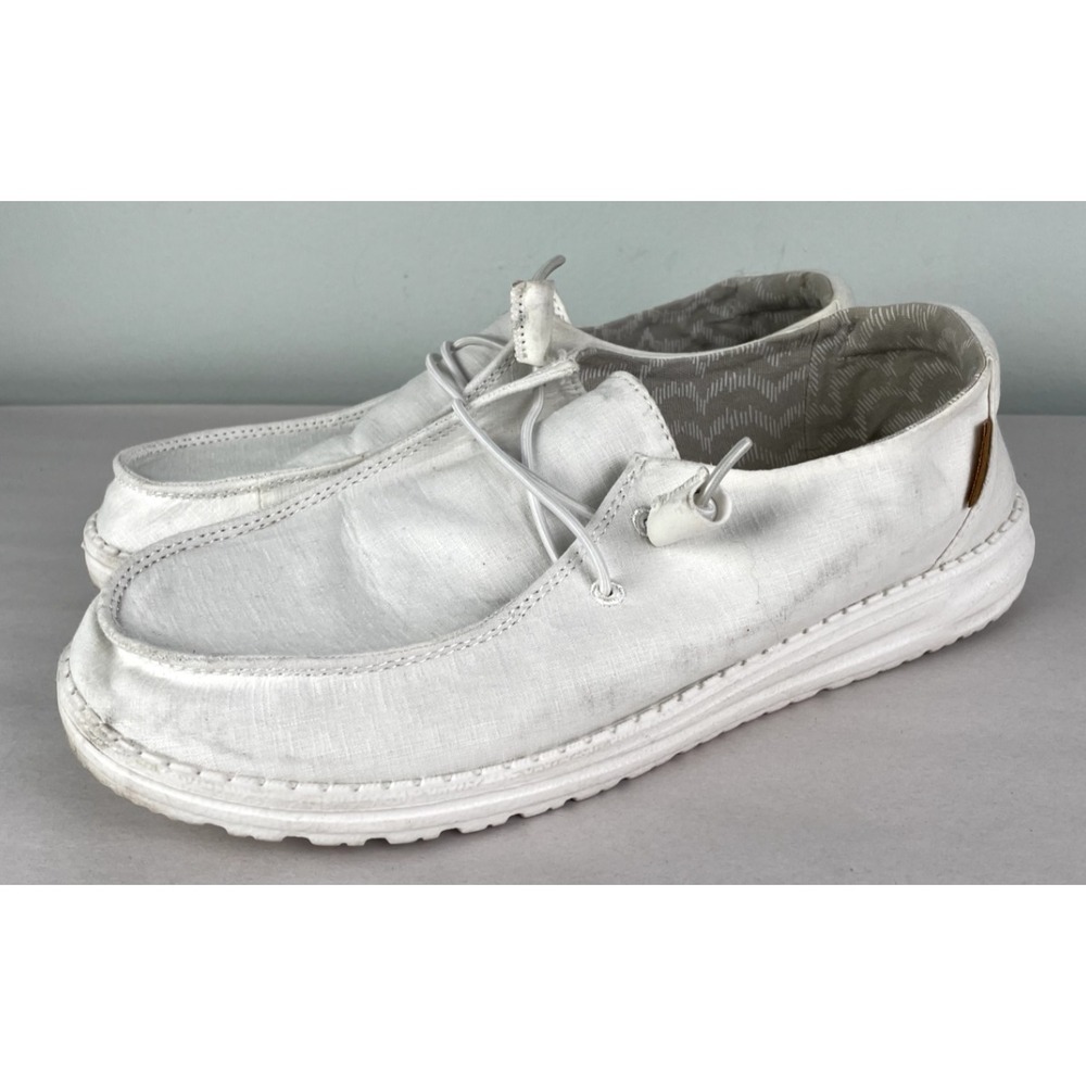 Hey Dude Shoes Womens 9 Wendy Chambray White Slip On Comfort Casual Everyday